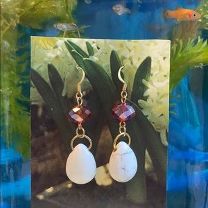 White Tear Drop Earrings